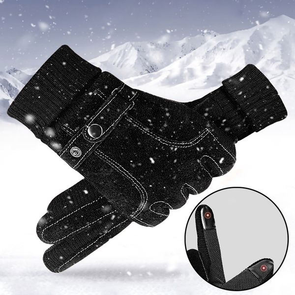 men winter gloves touched screen leather pu patchwork thick driving gloves male motorcycle thermal warm, Black
men winter gloves touched screen leather pu patchwork thick driving gloves male motorcycle thermal warm, Black