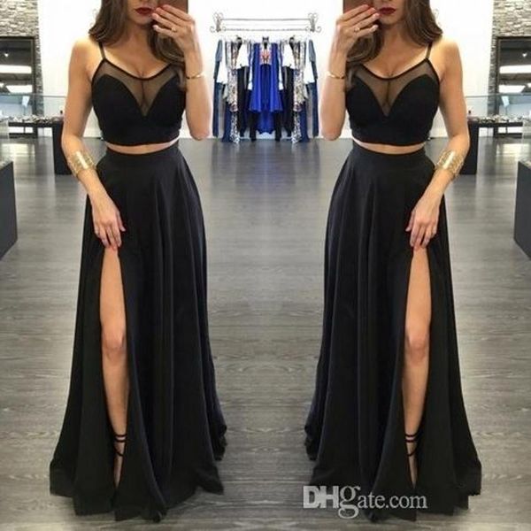 2019 new black two pieces prom dresses high side split sheer neck floor length a line evening party gowns custom made formal dresses 51
2019 new black two pieces prom dresses high side split sheer neck floor length a line evening party gowns custom made formal dresses 51