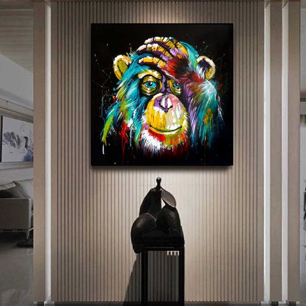 

watercolor thinking monkey wall art canvas prints abstract animals art canvas paintings wall decor pictures for kids room