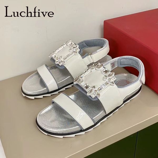 flat platform casual sandals crystal buckle strap summer open toe casual shoes silver white women's beach sandals, Black
flat platform casual sandals crystal buckle strap summer open toe casual shoes silver white women's beach sandals, Black
