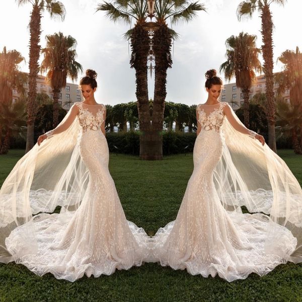 3d flower lace mermaid wedding dress 2020 cap sleeve sheer sleeveless illusion bridal gowns vestido de noiva, White
3d flower lace mermaid wedding dress 2020 cap sleeve sheer sleeveless illusion bridal gowns vestido de noiva, White