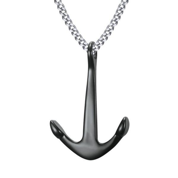 fashion accessory stainless steel ornament men's fashion pendant anchor hook necklace jewelry, Silver
