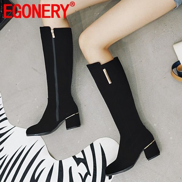 egonery winter concise flock knee high boots outside round toe high heels zip plus size black women shoes drop shipping 
egonery winter concise flock knee high boots outside round toe high heels zip plus size black women shoes drop shipping