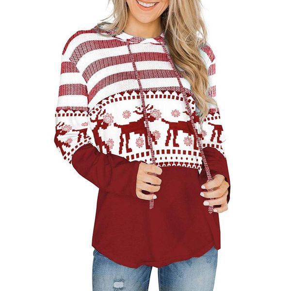 women christmas sweatshirt long sleeve striped color block deer printed hooded pullover blouse for ladies streetwear clothes, Black
women christmas sweatshirt long sleeve striped color block deer printed hooded pullover blouse for ladies streetwear clothes, Black