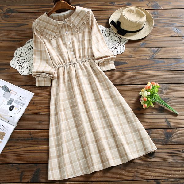 autumn women cute plaid sweet dress new design peter pan collar long sleeve vintage vestidos, Black;gray
autumn women cute plaid sweet dress new design peter pan collar long sleeve vintage vestidos, Black;gray