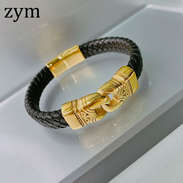 zymbrand stainless steel lock bracelet leather bracelet punk style fashion retro men's leather rope, Golden;silver
zymbrand stainless steel lock bracelet leather bracelet punk style fashion retro men's leather rope, Golden;silver