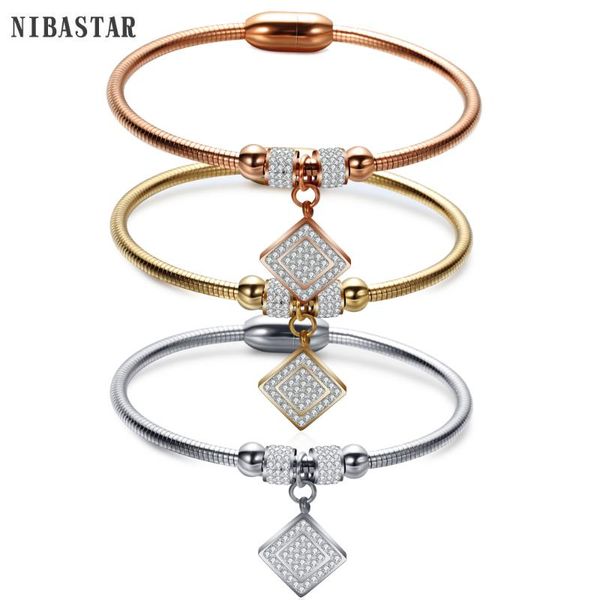 new square crystal charm bracelets bangles magnet clasp with snake chain fashion 316l stainless steel jewelry bangle for women, Black
new square crystal charm bracelets bangles magnet clasp with snake chain fashion 316l stainless steel jewelry bangle for women, Black
