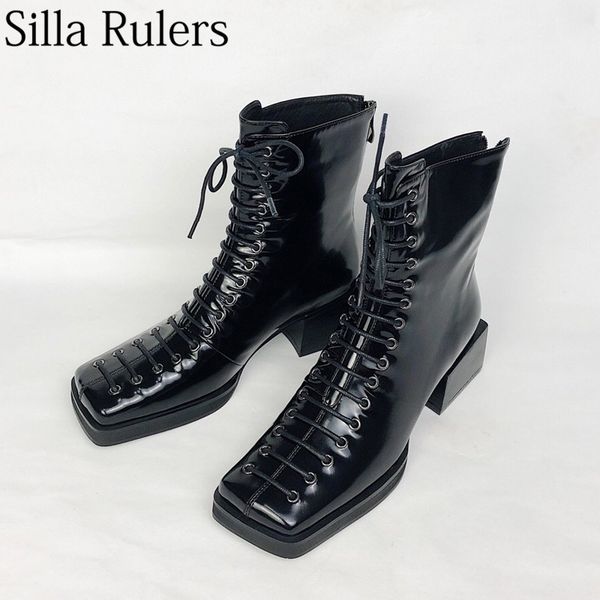 silla rulers new winter square heel chelsae boots women lace up zip genuine leather short boots for woman retro motorcycle, Black
silla rulers new winter square heel chelsae boots women lace up zip genuine leather short boots for woman retro motorcycle, Black