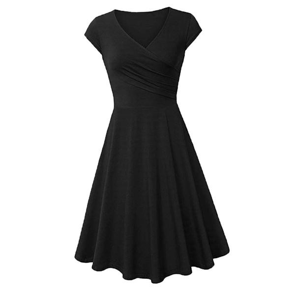 women short sleeve a line high waist a line swing casual dress for evening party, White;black
women short sleeve a line high waist a line swing casual dress for evening party, White;black