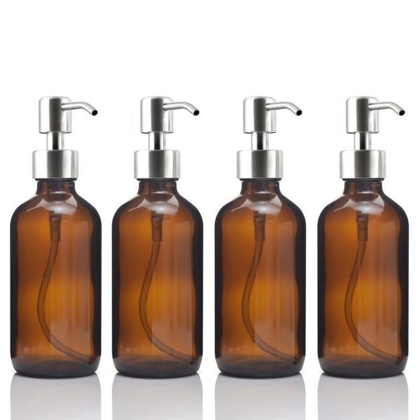 4pcs 8 oz amber glass boston round bottle w/ stainless steel pump for kitchen bathroom liquid soaps essential oils lotions 250ml
4pcs 8 oz amber glass boston round bottle w/ stainless steel pump for kitchen bathroom liquid soaps essential oils lotions 250ml