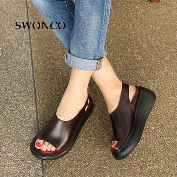 swonco women's sandals genuine leather platform sandal 2019 summer thick sole high heels ladies sandal summer sandals for women y190704, Black
swonco women's sandals genuine leather platform sandal 2019 summer thick sole high heels ladies sandal summer sandals for women y190704, Black