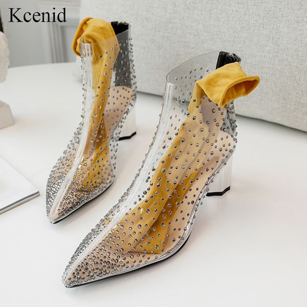 kcenid 2020 new high heels women ankel boots shoes pointed toe pvc transparent women booties clear heel rhinestone boots, Black
kcenid 2020 new high heels women ankel boots shoes pointed toe pvc transparent women booties clear heel rhinestone boots, Black