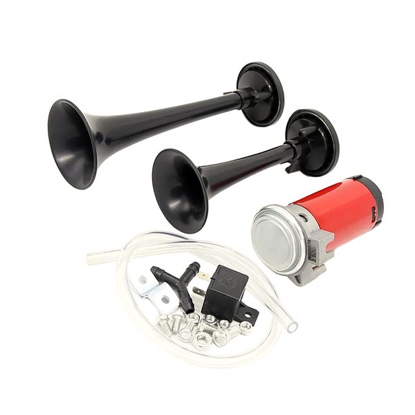 12v car truck van motorcycle dual electric pump trumpet air horn kit 130db
12v car truck van motorcycle dual electric pump trumpet air horn kit 130db
