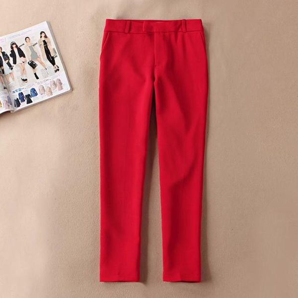 women clothes women pants solid color red female small straight trousers professional high waist casual trousers pants, Black;white 
women clothes women pants solid color red female small straight trousers professional high waist casual trousers pants, Black;white