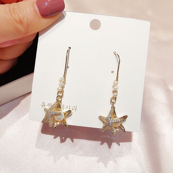 exquisite cz zircon paved star fish long drop earrings gold color freshwater pearl earrings women party jewelry, Silver
exquisite cz zircon paved star fish long drop earrings gold color freshwater pearl earrings women party jewelry, Silver