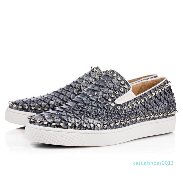 new designer studded spikes flats shoes brand red bottoms shoes luxury mens womens party lovers genuine leather sneakers size 36-46 c13, Black 
new designer studded spikes flats shoes brand red bottoms shoes luxury mens womens party lovers genuine leather sneakers size 36-46 c13, Black