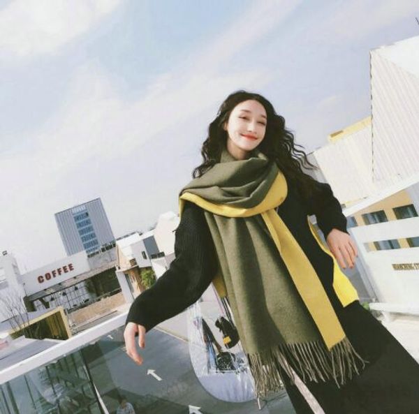 the new pure color reversible cashmere tassel scarf can be worn with thick warm scarf for autumn and winter, Blue;gray
the new pure color reversible cashmere tassel scarf can be worn with thick warm scarf for autumn and winter, Blue;gray