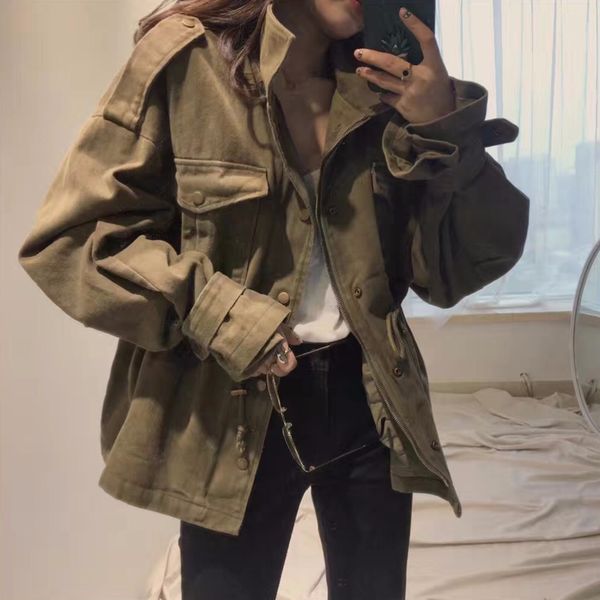 army green windbreaker women 2019 autumn new large size women fashion safari style trench coat, Tan;black
army green windbreaker women 2019 autumn new large size women fashion safari style trench coat, Tan;black