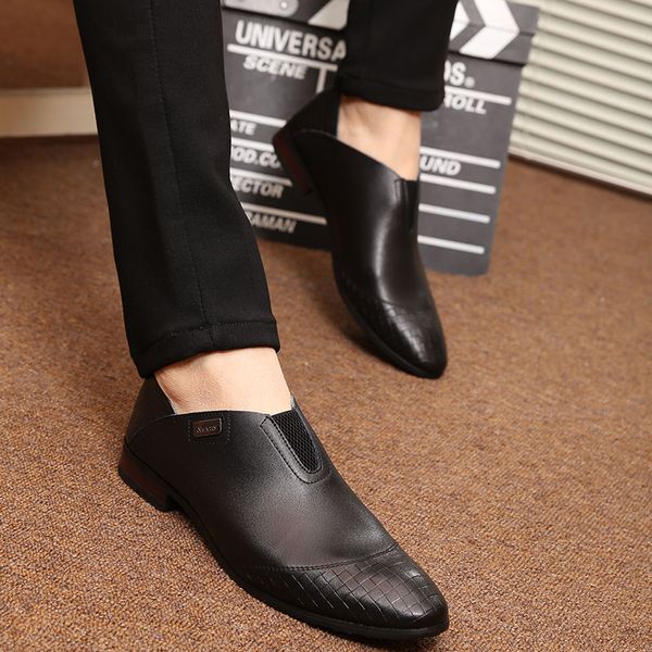 new men leather shoes fashion korea men loafers comfortable pointed toe business shoes black men dress shoes