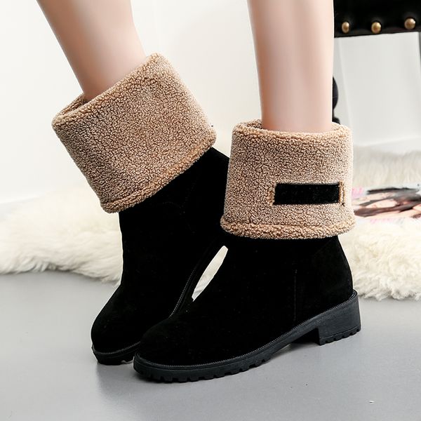 2018 winter new snow boots female round head plus velvet warm wild fashion shallow mouth solid color comfortable boots n186, Black
2018 winter new snow boots female round head plus velvet warm wild fashion shallow mouth solid color comfortable boots n186, Black