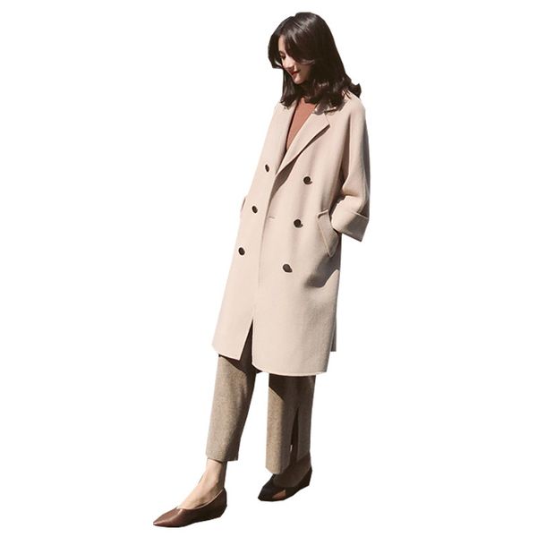 2019 spring autumn women's wool coat new fashion double-breasted long woolen coat slim type female wool jackets outerwear m243, Black
2019 spring autumn women's wool coat new fashion double-breasted long woolen coat slim type female wool jackets outerwear m243, Black