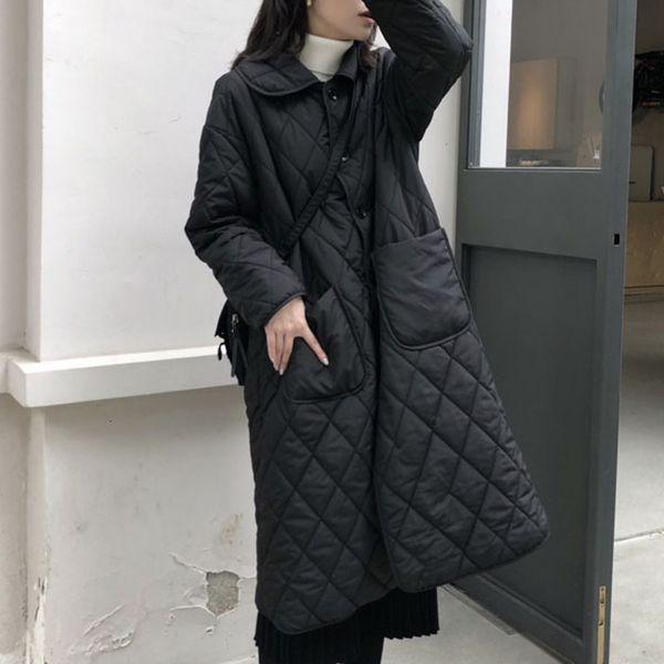 mevgo2019 autumn winter women black diamond pleated pockets long warm coat casual loose oversized fashion coat femme hd2967
mevgo2019 autumn winter women black diamond pleated pockets long warm coat casual loose oversized fashion coat femme hd2967