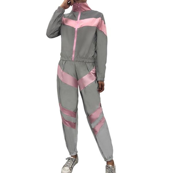 sport suits women casual stitching reflective sports set trouser long sleeve o-neck crop + long pants clothing, Black;blue
sport suits women casual stitching reflective sports set trouser long sleeve o-neck crop + long pants clothing, Black;blue