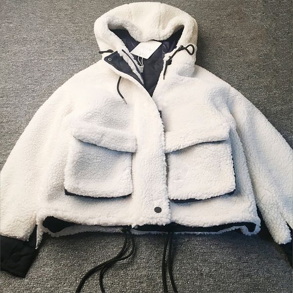female's warm parka jacket 2019 women winter fur plush jacket hooded big pocket short padded coat outwear women's wadded, Black
female's warm parka jacket 2019 women winter fur plush jacket hooded big pocket short padded coat outwear women's wadded, Black