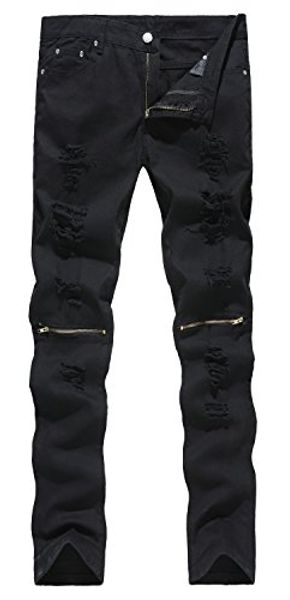 nitagut men's skinny ripped distressed destroyed slim straight fit zipper jeans with holes, Blue
nitagut men's skinny ripped distressed destroyed slim straight fit zipper jeans with holes, Blue