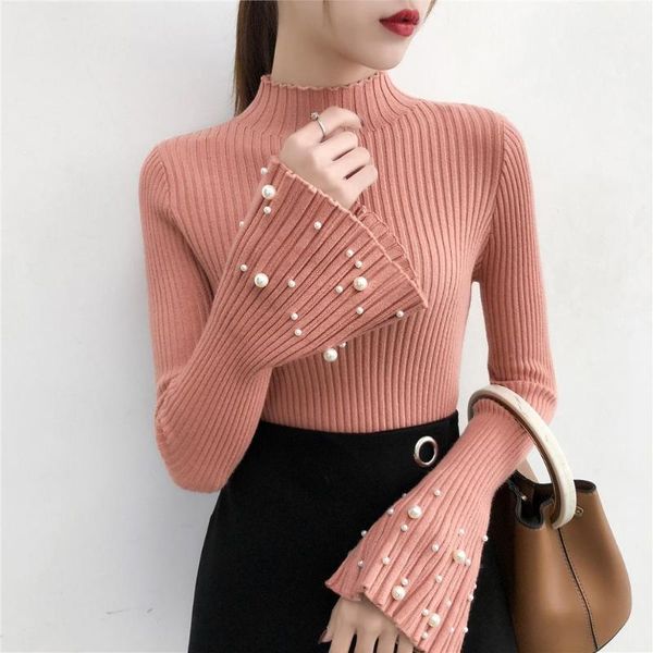 simulated pearl turtleneck winter knitted sweater women flare sleeve slim pullover female warm autumn casual sweaters jumper, White;black
simulated pearl turtleneck winter knitted sweater women flare sleeve slim pullover female warm autumn casual sweaters jumper, White;black