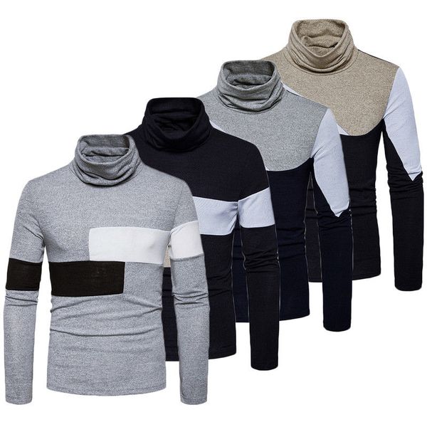 2018 fashion men winter turtleneck spliced muti color long sleeve pullover slim fit warm knitwear cotton sweater, White;black
2018 fashion men winter turtleneck spliced muti color long sleeve pullover slim fit warm knitwear cotton sweater, White;black