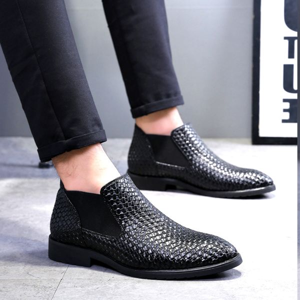 men chelsea boots spring autumn hand knit high help style waterproof classic fashion leather boots men shoes 38-48 m420, Black
men chelsea boots spring autumn hand knit high help style waterproof classic fashion leather boots men shoes 38-48 m420, Black