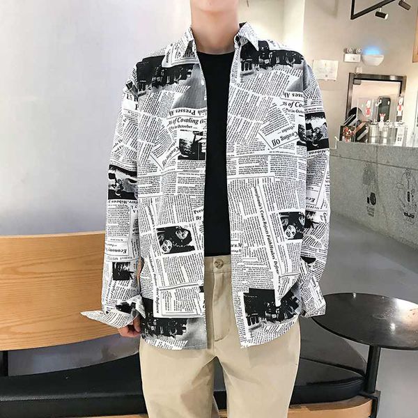 2020 spring autumn men fashion harajuku newspaper print hip hop long sleeve loose casual shirt clothing streewear, White;black
2020 spring autumn men fashion harajuku newspaper print hip hop long sleeve loose casual shirt clothing streewear, White;black