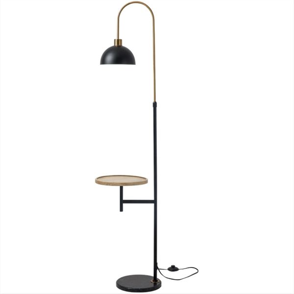 

Nordic Adjust Standing Floor Lamp with table Black White shade Bedroom Livingroom Personal Office Loft Indoor Art Design Decoration Light