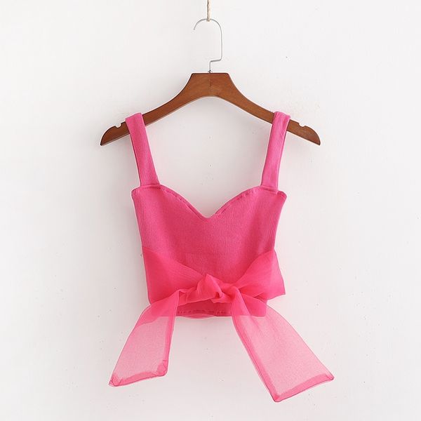 design knit camis shirts women summer bow knot organza patchwork v neck crop tank solid casual vest shirts, White
design knit camis shirts women summer bow knot organza patchwork v neck crop tank solid casual vest shirts, White