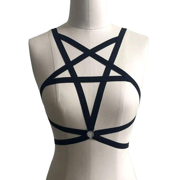 women stanik club party wear lingerie bra lady pentagram chest body harness cage underwear plunge erotic intimates female, Red;black
women stanik club party wear lingerie bra lady pentagram chest body harness cage underwear plunge erotic intimates female, Red;black