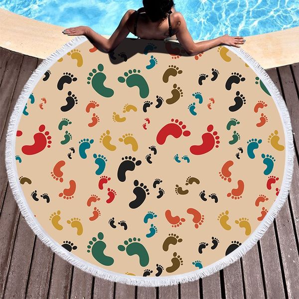colorful footprint beach towels printed women shawl fringe microfiber round fabric bath towels for living room home decorative vacuum parts
colorful footprint beach towels printed women shawl fringe microfiber round fabric bath towels for living room home decorative vacuum parts