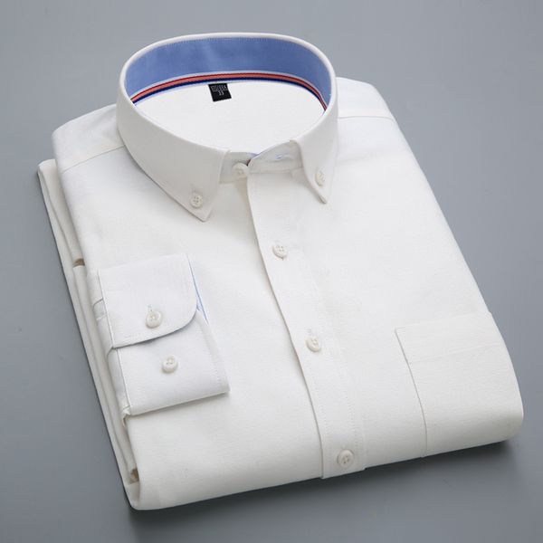 men's long-sleeve solid oxford basic dress shirts with left chest pocket male smart casual slim-fit button-down work shirt, White;black
men's long-sleeve solid oxford basic dress shirts with left chest pocket male smart casual slim-fit button-down work shirt, White;black