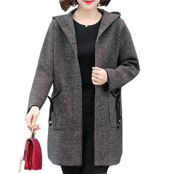 spring and autumn woolen coat women's fashion medium long hooded jacket ladies plus size wool trench coats women overcoat, Black
spring and autumn woolen coat women's fashion medium long hooded jacket ladies plus size wool trench coats women overcoat, Black