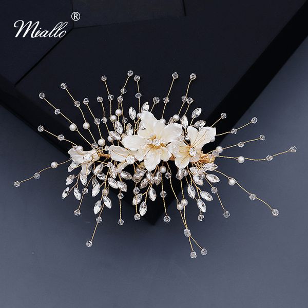 miallo fashion resin flower hair clips for women accessories wedding crystal bridal hair jewelry gold color bride headpiece gift, Golden;white
miallo fashion resin flower hair clips for women accessories wedding crystal bridal hair jewelry gold color bride headpiece gift, Golden;white