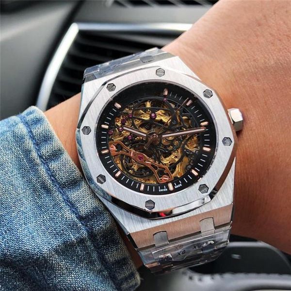 2020 skeleton automatic mechanical watch stainless steel luxury mens designer watch sapphire self wind movement sweep wristwatches montre, Slivery;brown
2020 skeleton automatic mechanical watch stainless steel luxury mens designer watch sapphire self wind movement sweep wristwatches montre, Slivery;brown
