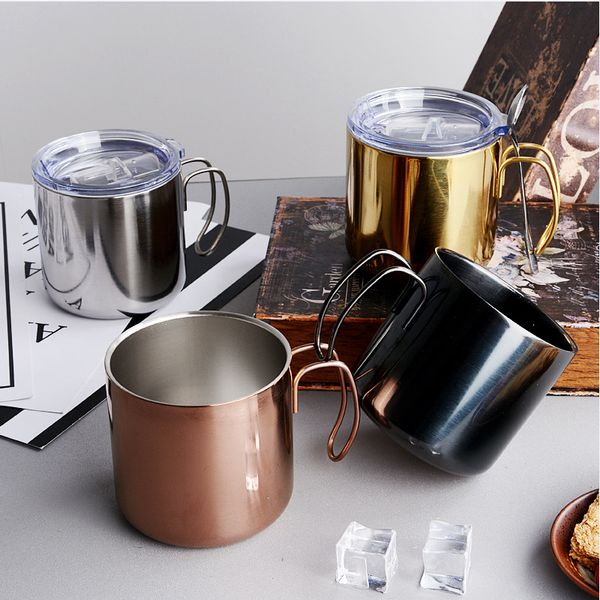 

304 stainless steel coffee mugs double titanium anti-mug plating gold rose sliver coffee cup breakfast milk cups 350ml