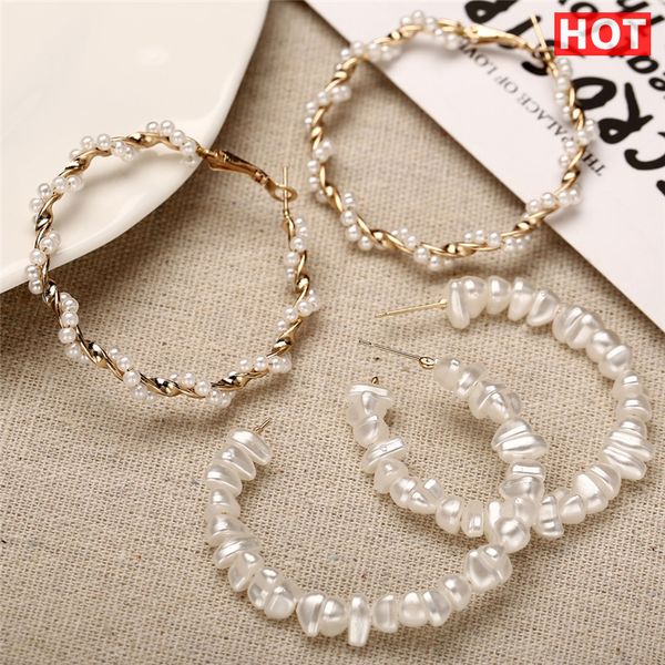 17km oversize pearl hoop earrings for women girls unique twisted big earrings circle earring brinco statement fashion jewelry, Golden;silver
17km oversize pearl hoop earrings for women girls unique twisted big earrings circle earring brinco statement fashion jewelry, Golden;silver