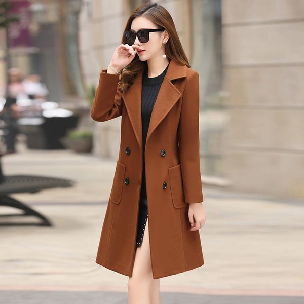 lucyever women long wool coat winter elegant double breasted woolen slim ladies coats turn down collar plus size outwear 2019, Black
lucyever women long wool coat winter elegant double breasted woolen slim ladies coats turn down collar plus size outwear 2019, Black