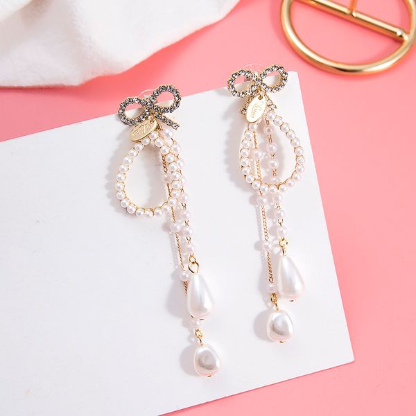 2019 korean trendy bowknot crystal drop earrings for women elegant long simulated pearl tassel dangle crystal ear jewelry 5c2014, Golden
2019 korean trendy bowknot crystal drop earrings for women elegant long simulated pearl tassel dangle crystal ear jewelry 5c2014, Golden