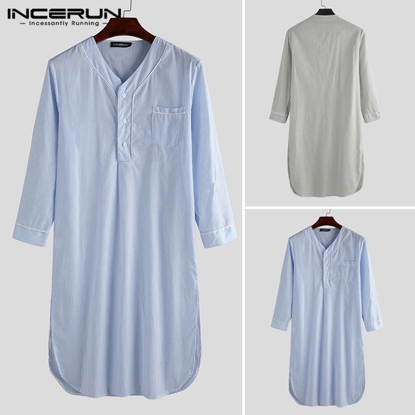 2020 fashion striped men sleep robes v neck long sleeve leisure button pajamas bathrobes mens homewear nightgown incerun s-5xl, Black;brown
2020 fashion striped men sleep robes v neck long sleeve leisure button pajamas bathrobes mens homewear nightgown incerun s-5xl, Black;brown