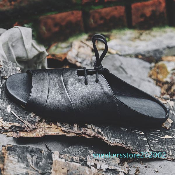 leather vintage slip on slippers mens summer rome shoes england style brand classic open toe flat sandals black s02
leather vintage slip on slippers mens summer rome shoes england style brand classic open toe flat sandals black s02