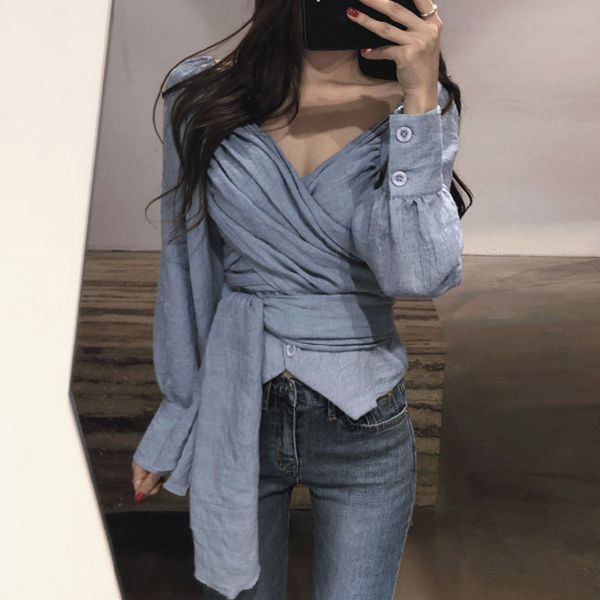 women blouse long sleeve shirt 2020 fashion elegant temperament fold v-neck blusas solid color tunic casual 8a004, White
women blouse long sleeve shirt 2020 fashion elegant temperament fold v-neck blusas solid color tunic casual 8a004, White
