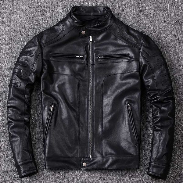 men's leather & faux washed vegetable tanned 2021 sheepskin genuine jacket men youth slim motorcycle clothing stand collar coat, Black
men's leather & faux washed vegetable tanned 2021 sheepskin genuine jacket men youth slim motorcycle clothing stand collar coat, Black