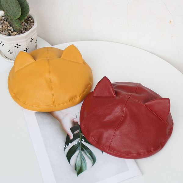 fufan017 artificial faux leather beret cap women's cute cat ear pumpkin beret hats, Blue;gray
fufan017 artificial faux leather beret cap women's cute cat ear pumpkin beret hats, Blue;gray